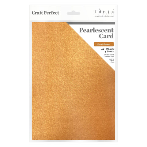 Craft Perfect Pearlescent Card Multipack of 4 Pearlescent Card - Cosmic Copper A4- 9501E4