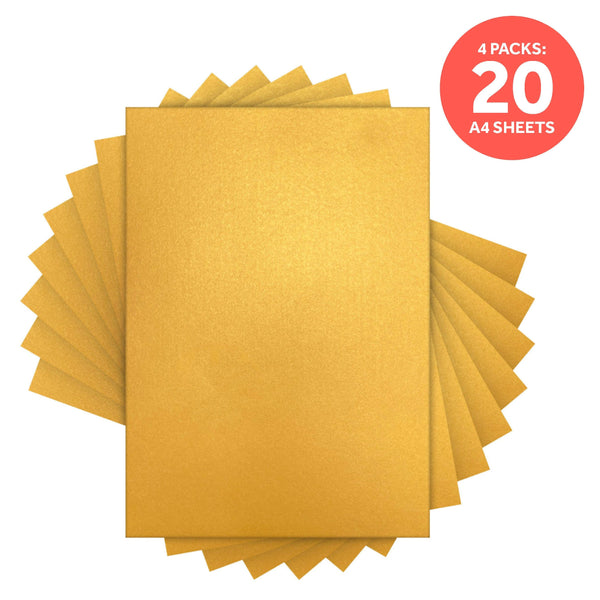 Craft Perfect Pearlescent Card Multipack of 4 Pearlescent Card - Lemon Lustre A4 - 9510E4