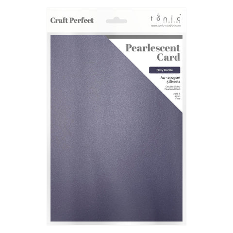 Craft Perfect Pearlescent Card Multipack of 4 Pearlescent Card -Navy Dazzle- A4 - 9505E4