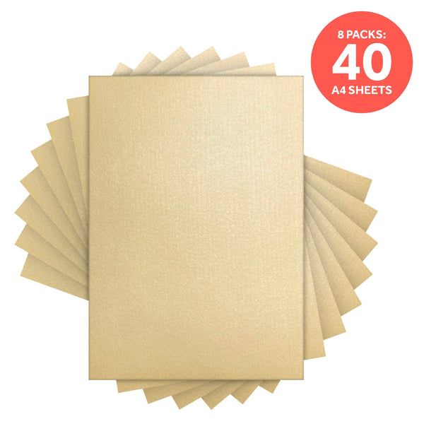 Craft Perfect Pearlescent Card Multipack of 8 Pearlescent Card -Coffee Cream A4 - 9519E8