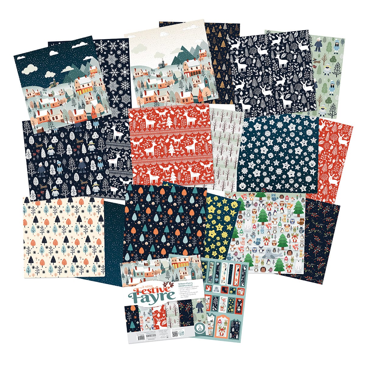 Craft Perfect Printed Papers A Very Festive Fayre 12" x 12" Patterned Paper Pad - 5555e