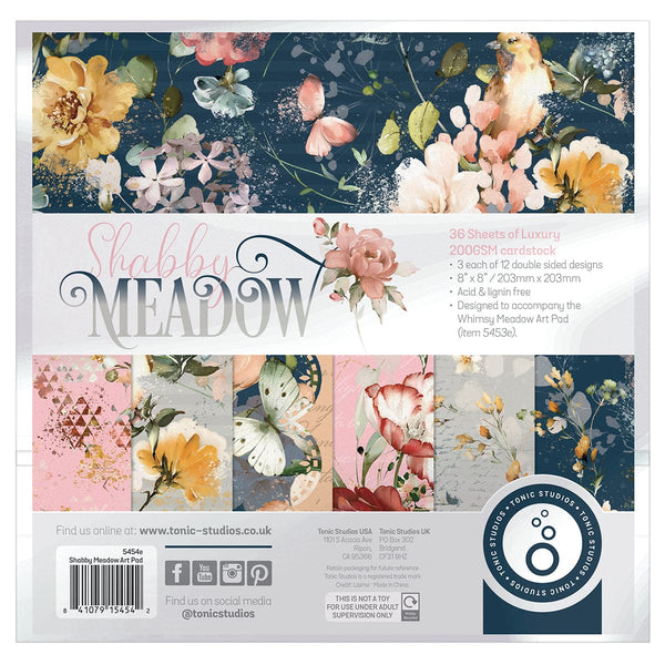 Craft Perfect Printed Papers Tonic Studios - Shabby Meadow 8"x 8" Patterned Paper - 5454e
