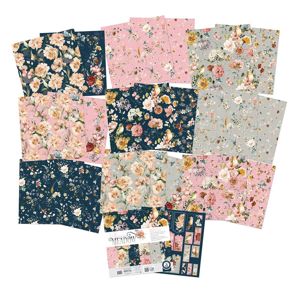 Craft Perfect Printed Papers Whimsy Meadow 12" x 12" Patterned Paper Art Pad - 5453e