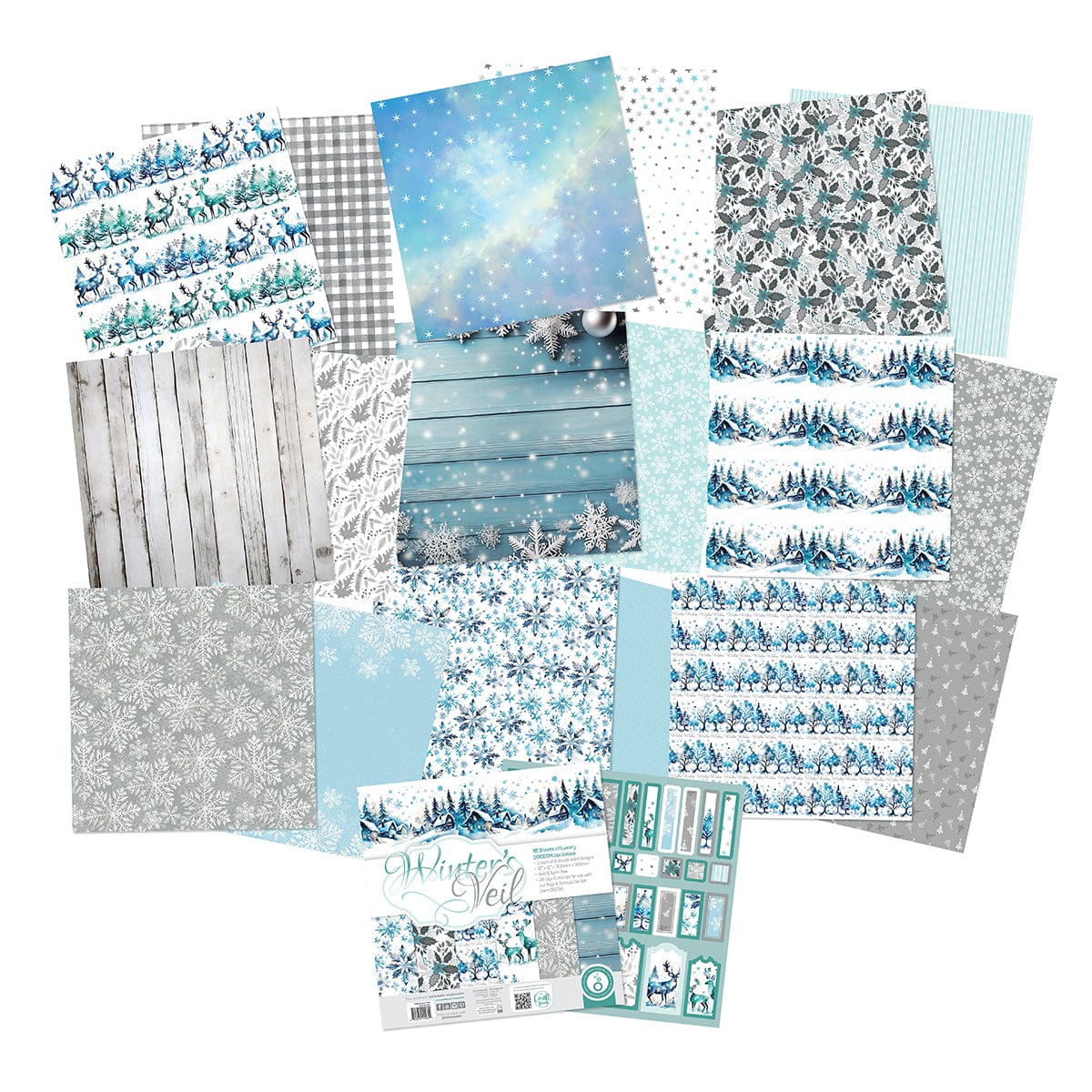 Craft Perfect Printed Papers Winter's Veil 12x12 Art Pad -5565e