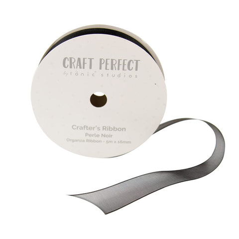 Craft Perfect Ribbon Craft Perfect - Ribbon - Organza - Perle Noir - 16mm x 5m - 8993E