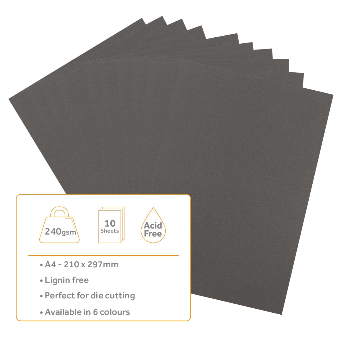 Craft Perfect Smooth Card Craft Perfect - Smooth Card - Pewter Grey - A4 (10/PK) - 9900E