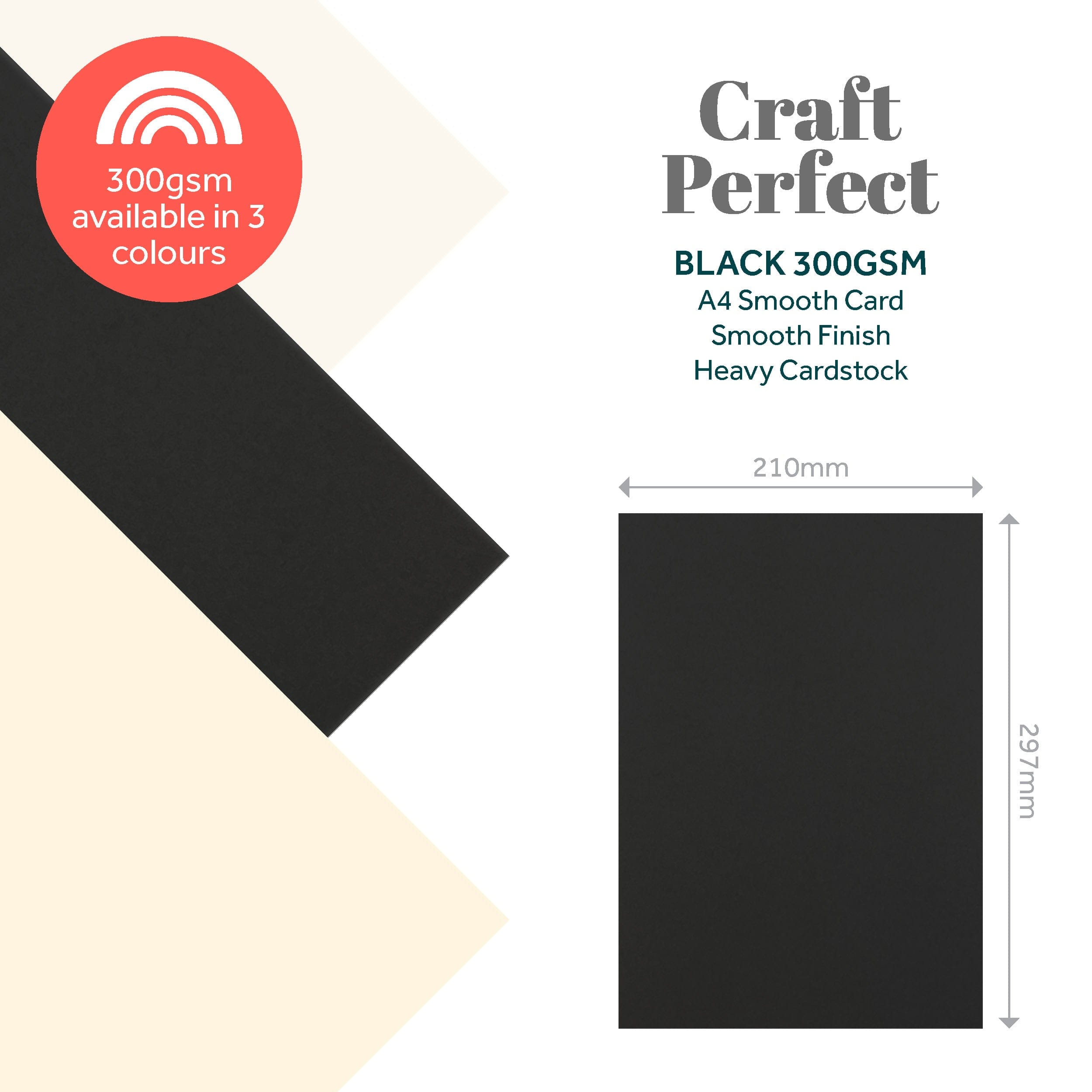 Craft Perfect Smooth Card Multipack of 4 Smooth Card - Black - A4 - 9569E4