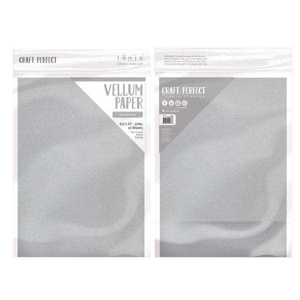 Craft Perfect Vellum Paper Vellum Paper - Pearled Silver - 8.5"x11" (10/PK) - 100GSM - 9937E