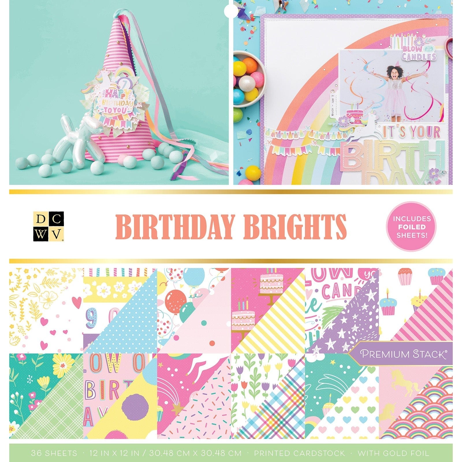 DCWV Cardstock DCWV Double-Sided 12x12" Cardstock Stack - Birthday Brights