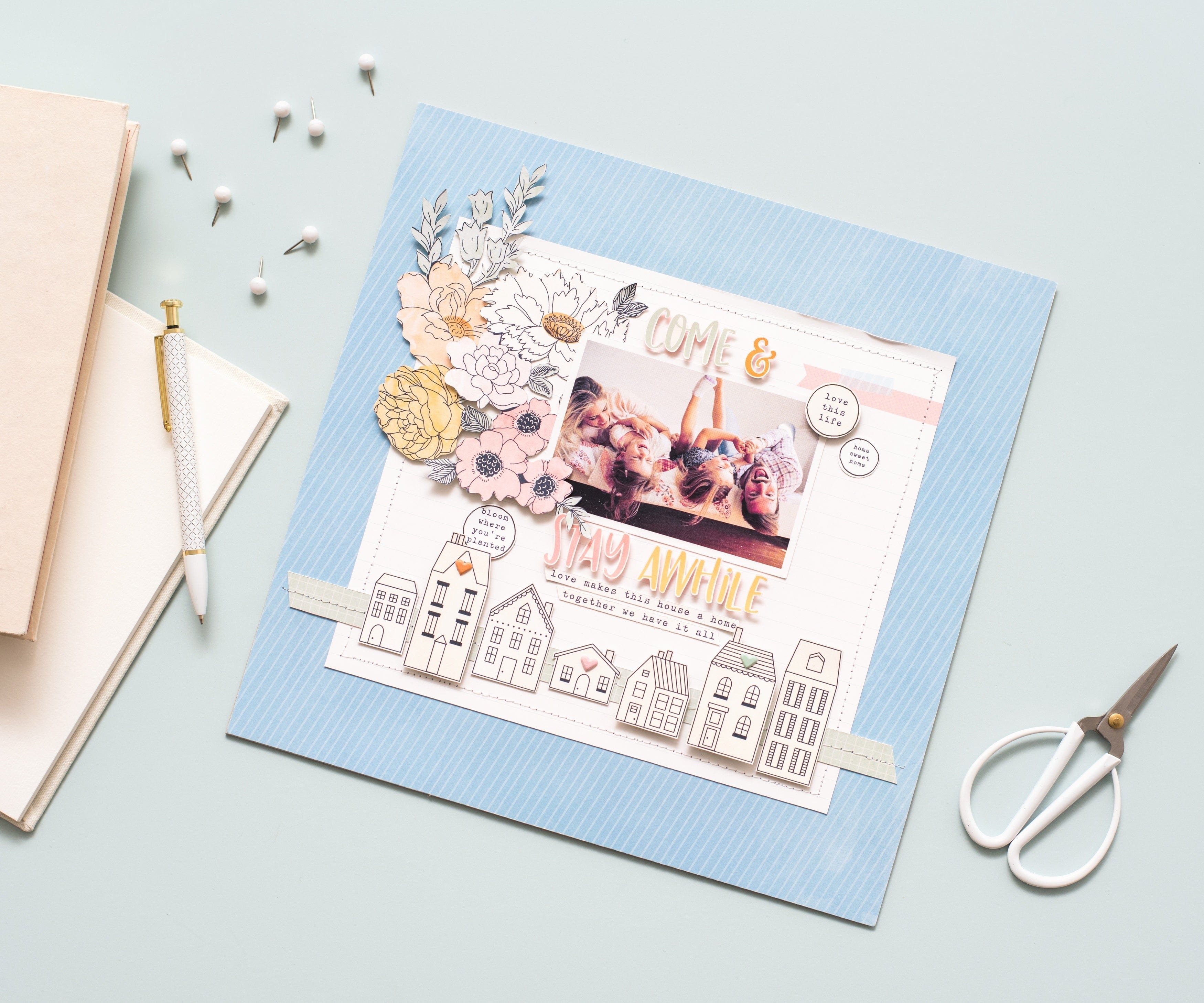 DCWV Cardstock DCWV Double-Sided 12x12" Cardstock Stack - Humble Abode, with Gold Foil