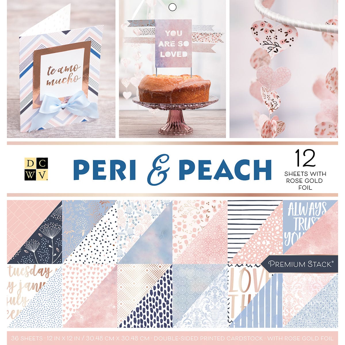 DCWV Cardstock DCWV Double-Sided 12x12" Cardstock Stack - Peri & Peach
