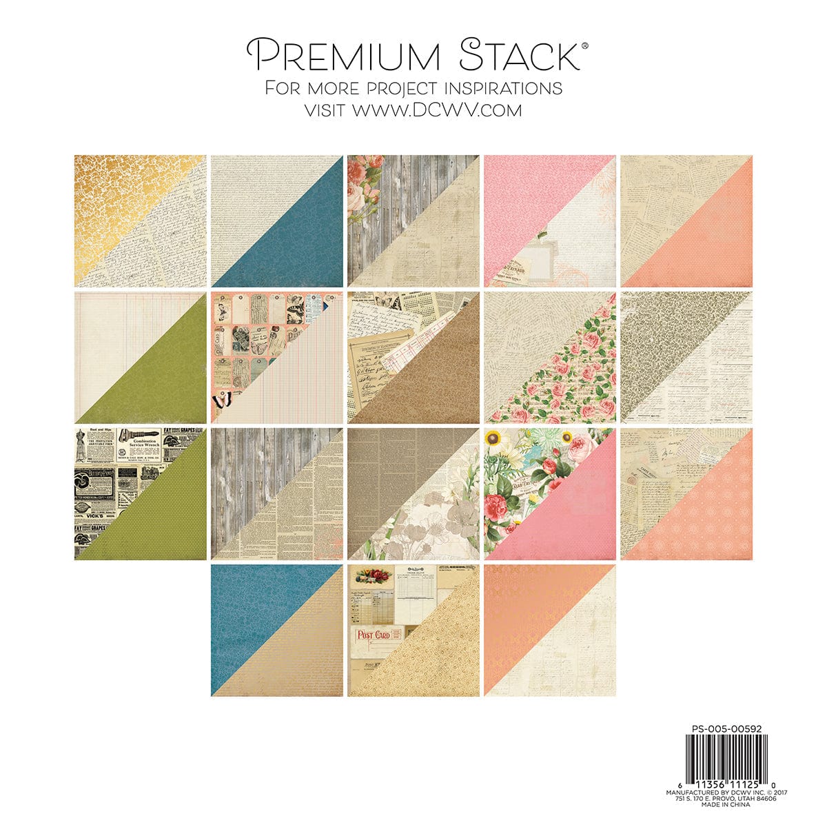 DCWV Cardstock DCWV Double-Sided 12x12" Cardstock Stack - Preserved Paper, 36 pack