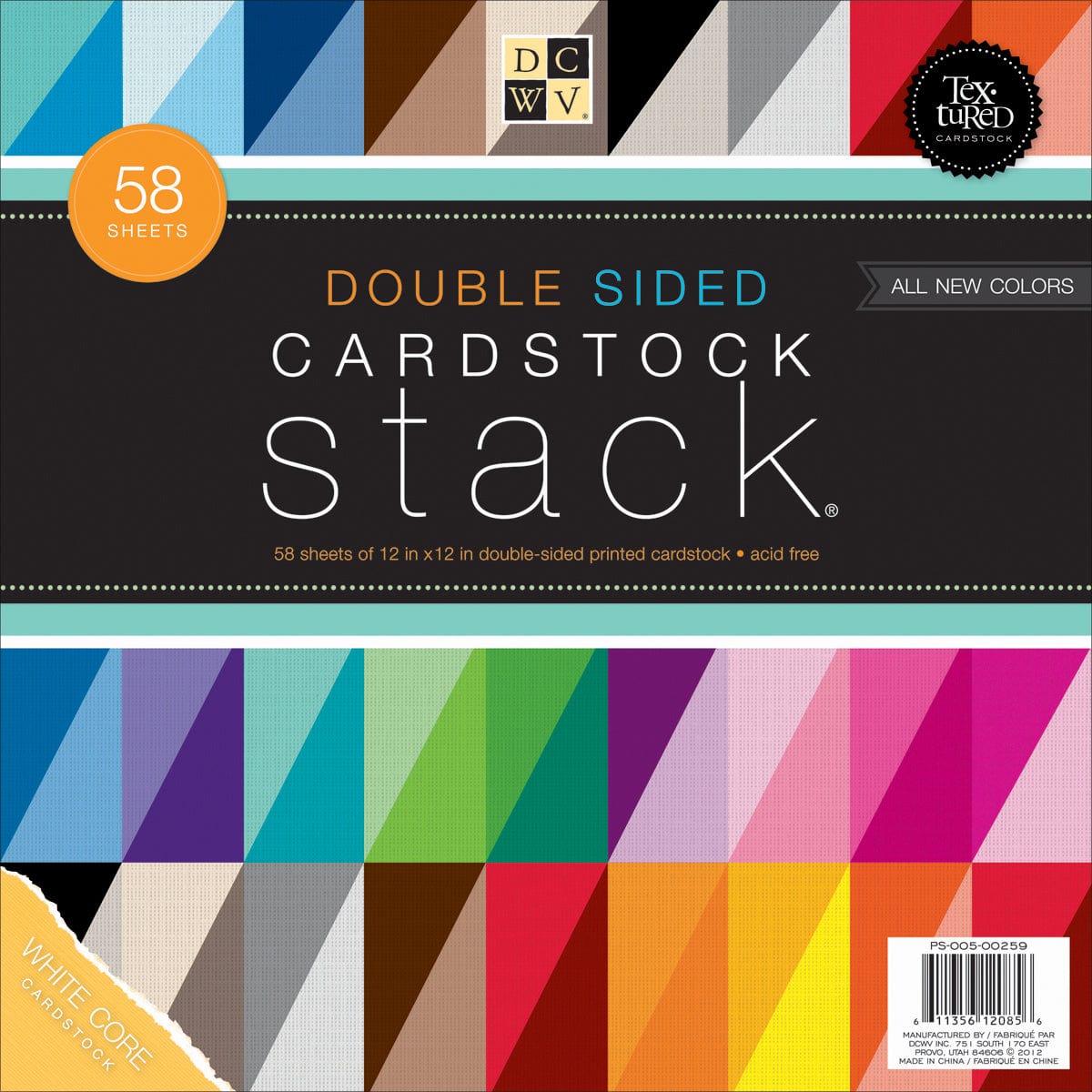 DCWV Cardstock DCWV Double-Sided 12x12" Cardstock Stack - Textured with White Core