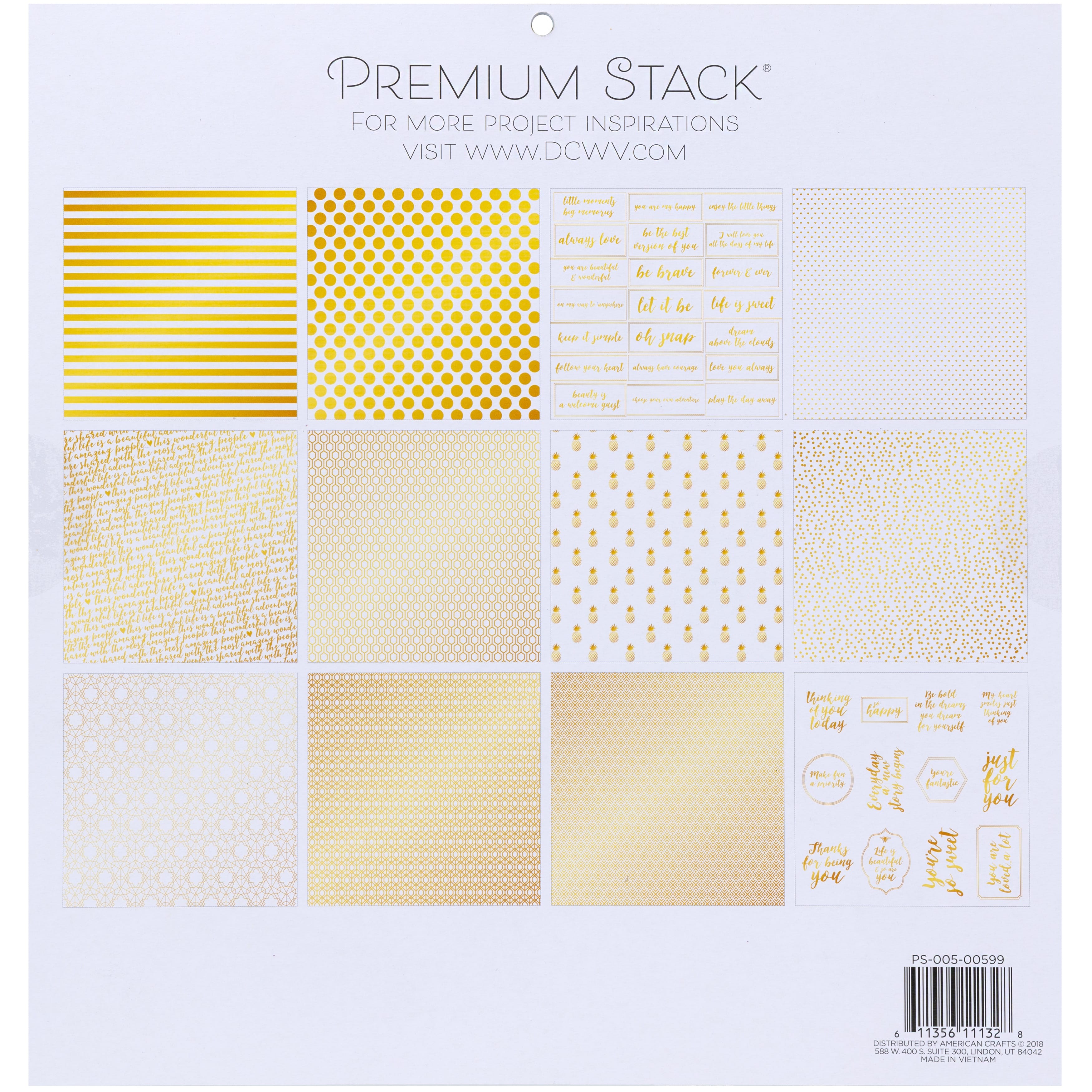 DCWV Cardstock DCWV - Single-Sided 12" x 12" Cardstock Stack - Gold & White