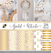 DCWV Cardstock DCWV Single-Sided 12x12" Cardstock Stack - Gold & White, Half with Foil