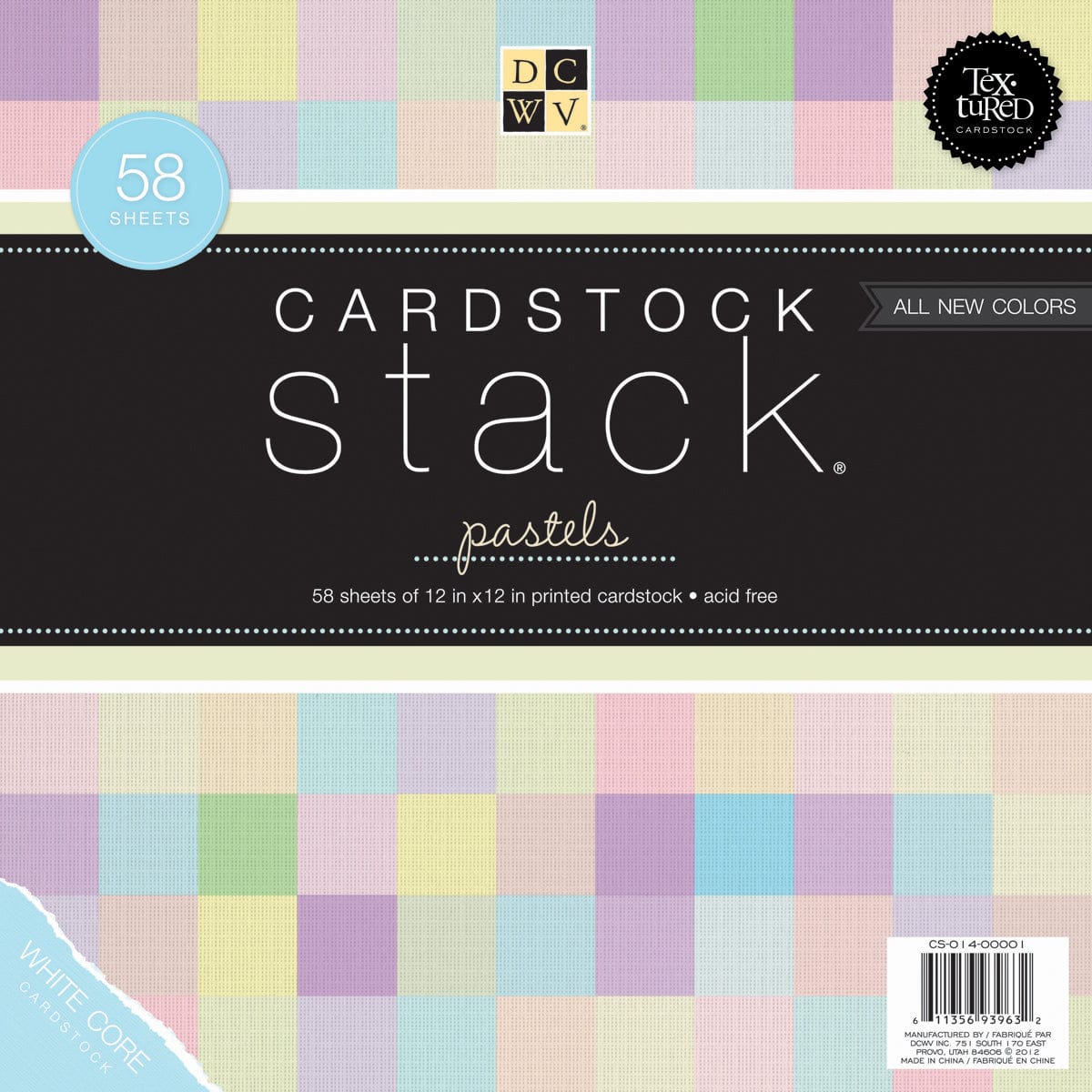 DCWV Cardstock DCWV Single-Sided 12x12" Cardstock Stack - Pastel with White Core, 29 Colors