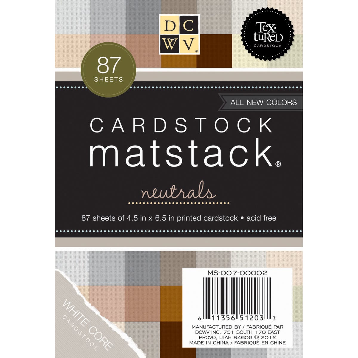 DCWV Cardstock DCWV Single-Sided 4.5x6.5" Mat Stack - Neutrals with White Core