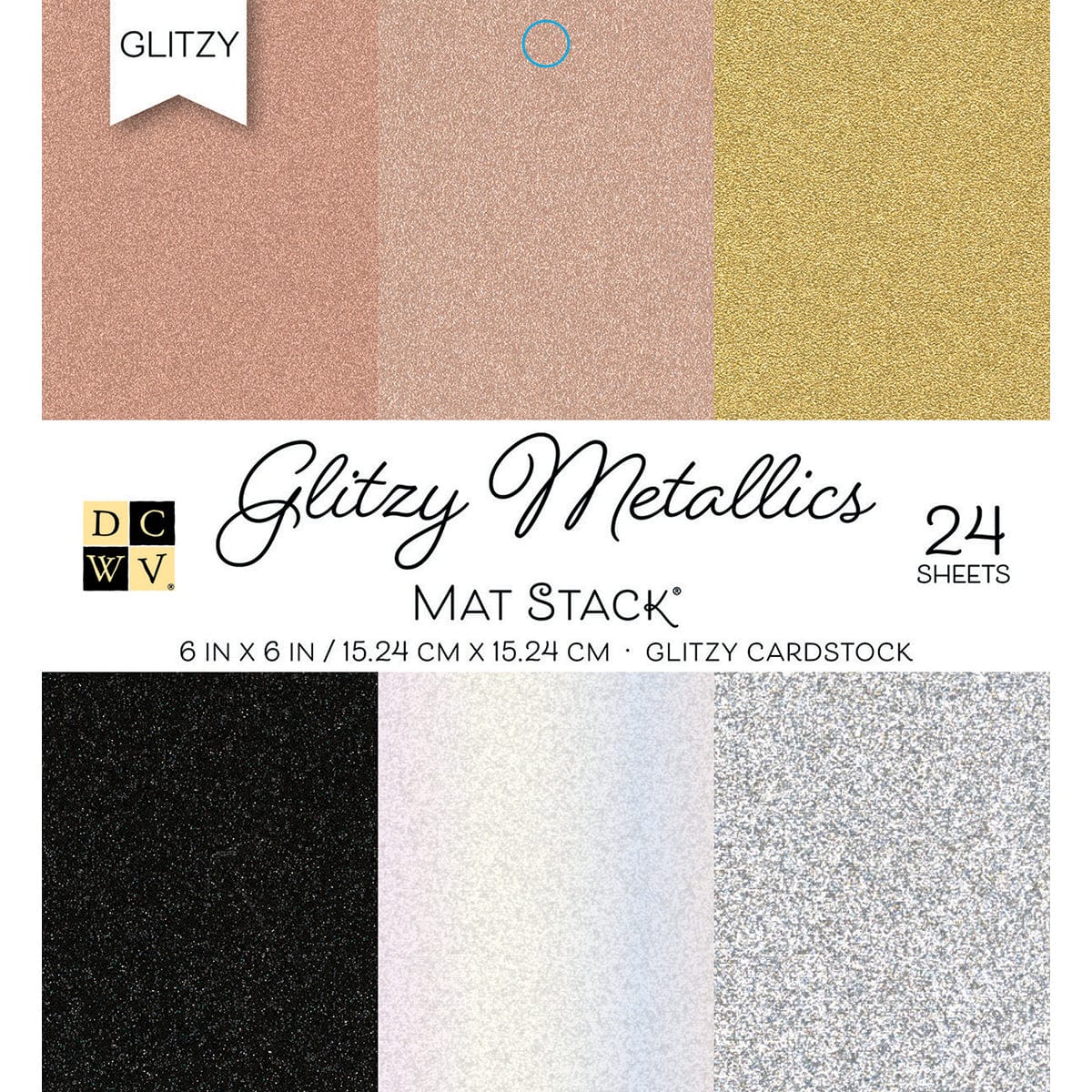 DCWV Cardstock DCWV Single-Sided 6x6" Cardstock Stack - Glitzy Metallics with Glitter