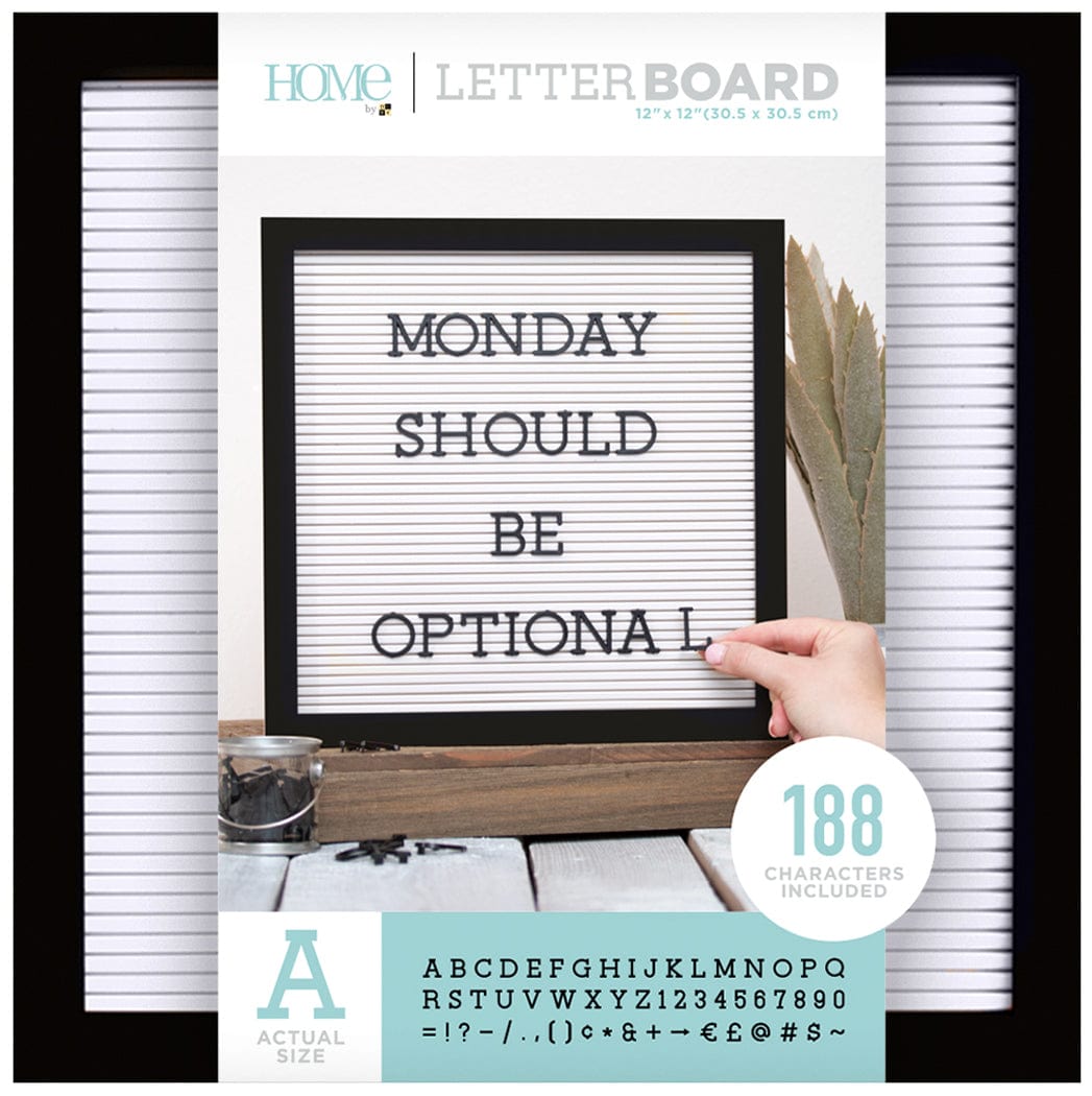 DCWV Letterboard DCWV Framed Letterboard 12"X12"-Black W/White Insert