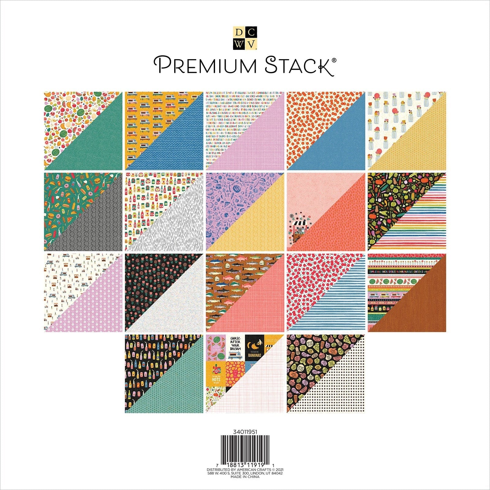 DCWV Patterned Paper DCWV Double-Sided 12x12" Cardstock Stack - Street Market, with Gloss