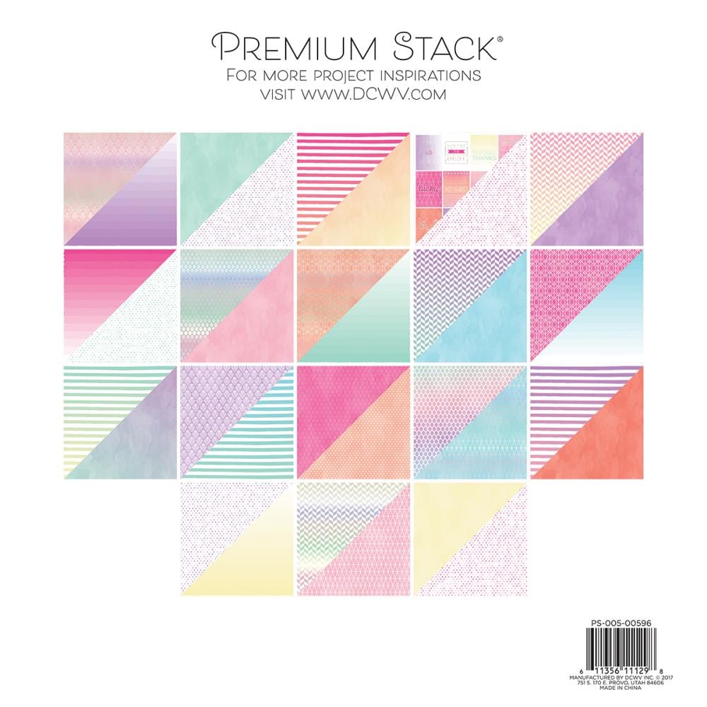 DCWV Patterned Paper DCWV Single-Sided 12x12" Cardstock Stack - Watercolor Ombre, 18 Designs/2 Each
