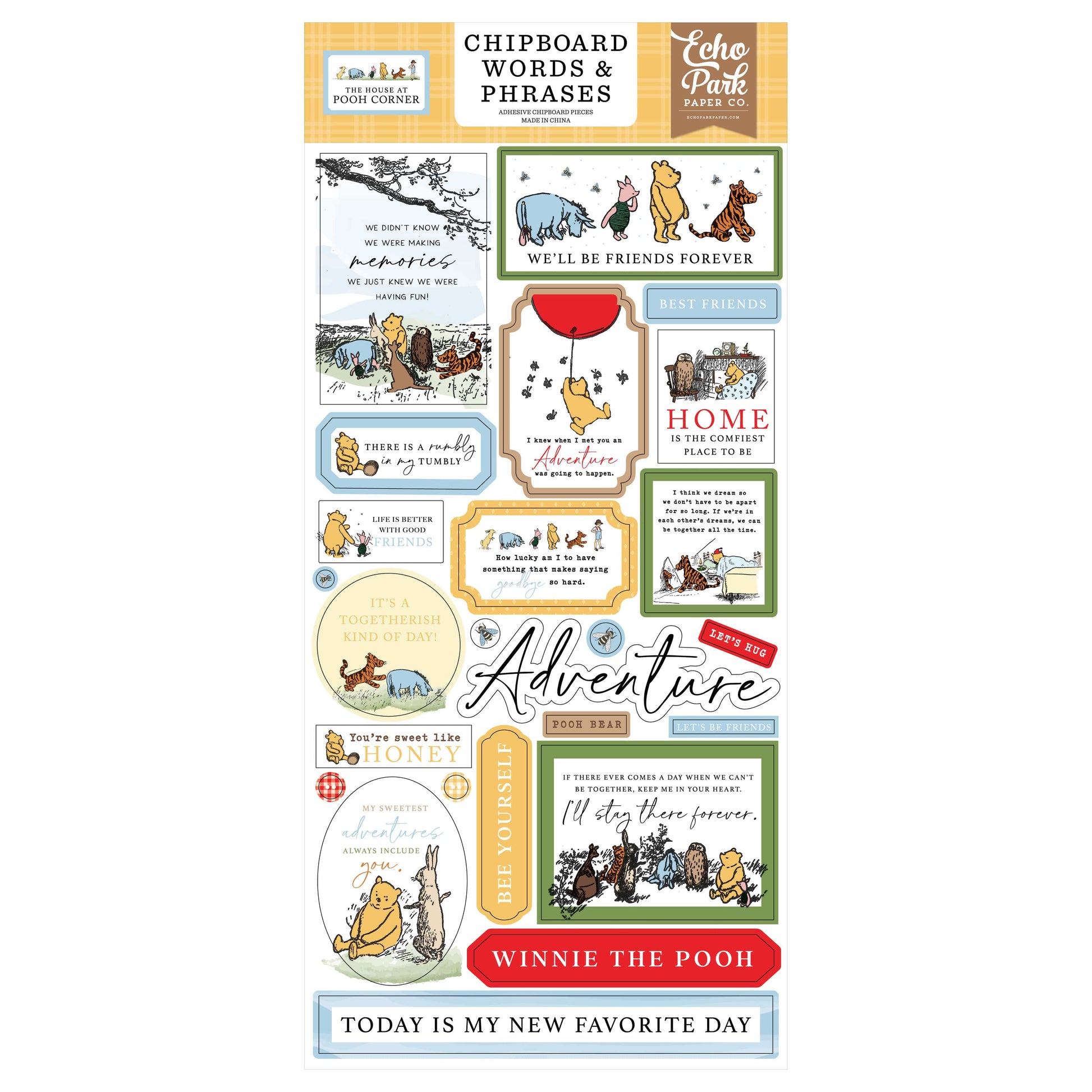 Echo Parks Chipboard Elements Echo Park - The House at Pooh Corner - Adhesive Chipboard Accents