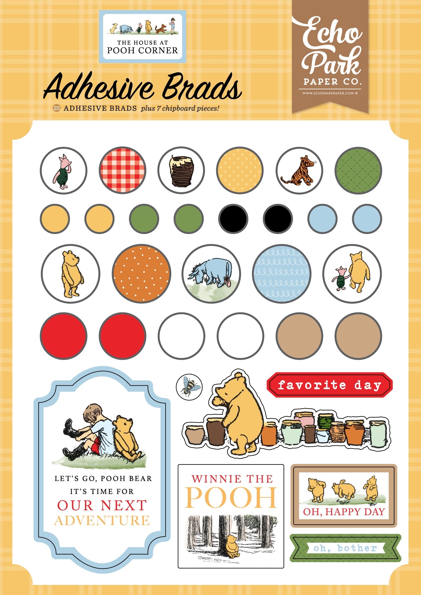 Echo Parks Enamel Dots Echo Park - The House At Pooh Corner - Adhesive Brads & Chipboard Elements