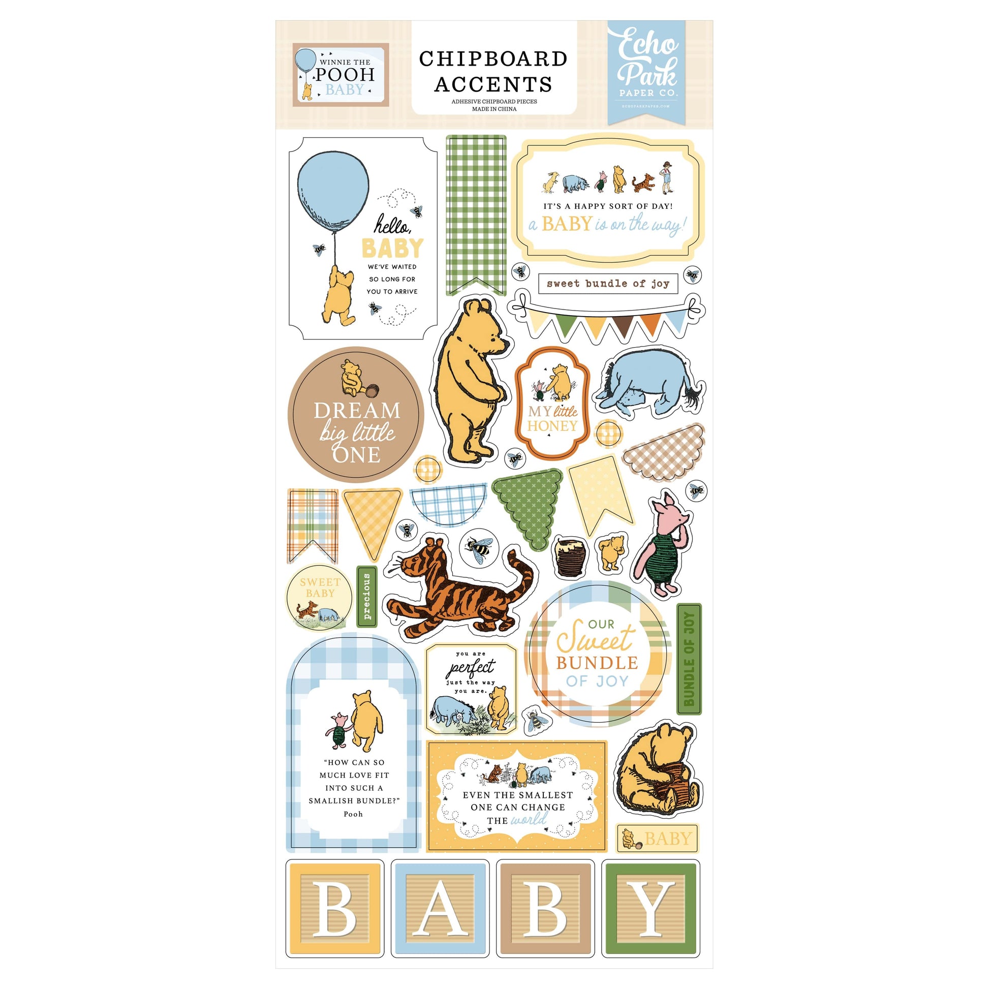 Echo Parks Stickers Echo Park - Winnie The Pooh - Adhesive Chipboard Accents