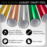 Load image into Gallery viewer, Foil Fusion Luxury Craft Foil Foil Fusion - 127mm x 5m Luxury Craft Foil - Chrome Silver - 5602e