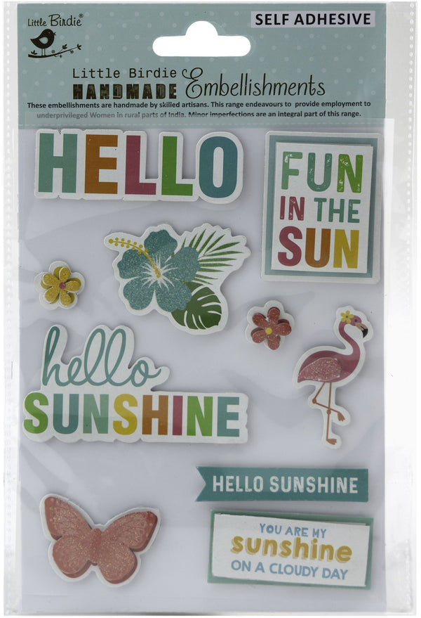 Little Birdie 3D Embellishment 10/Pkg Fun In The Sun