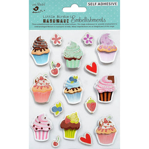 Little Birdie - 17 Pack 3D Embellishments – Cupcakes And Berries