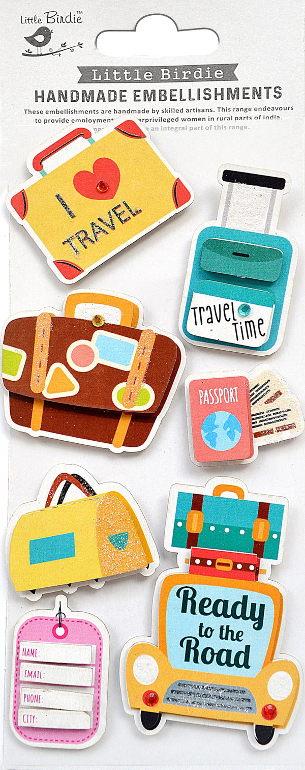 Little Birdie 3D Embellishment 7/Pkg Travel Time
