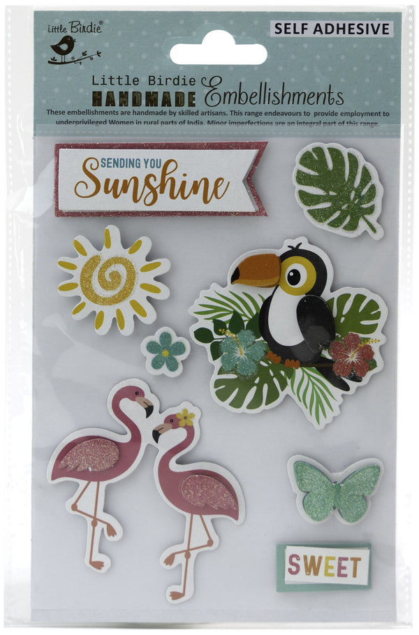 Little Birdie 3D Embellishment 8/Pkg Sweet Sunshine