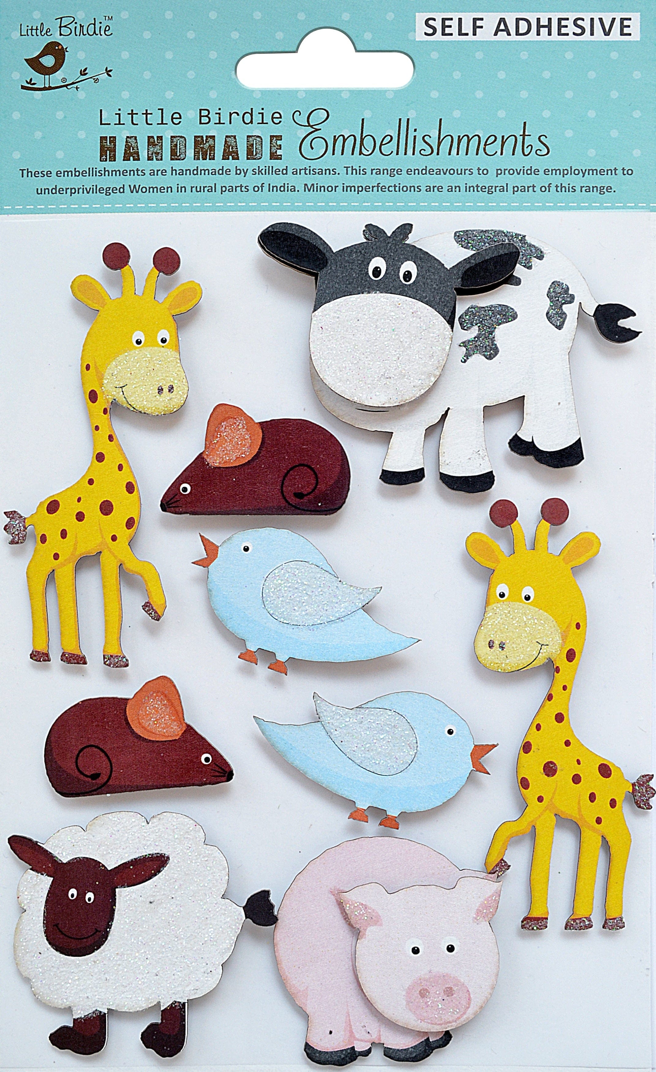 Little Birdie 3D Embellishment 9/Pkg Animal Friends
