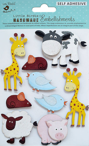 Little Birdie 3D Embellishment 9/Pkg Animal Friends