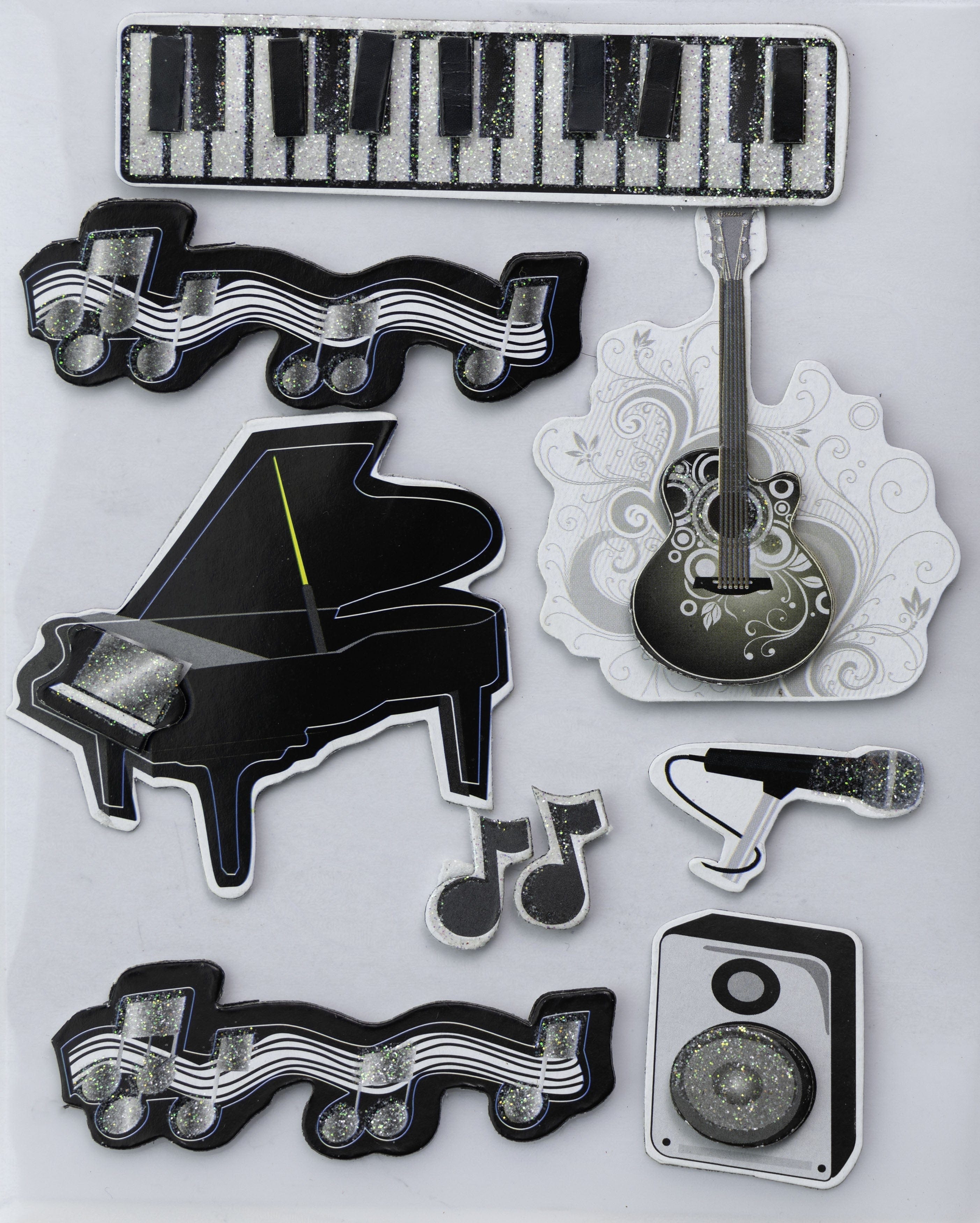 Little Birdie 3D Embellishment 9/Pkg Musical Notes