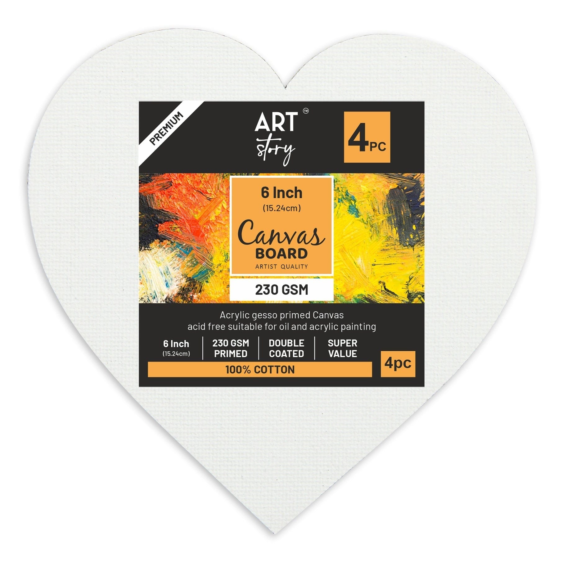 Little Birdie 6" 4/Pkg Canvas Boards - Heart