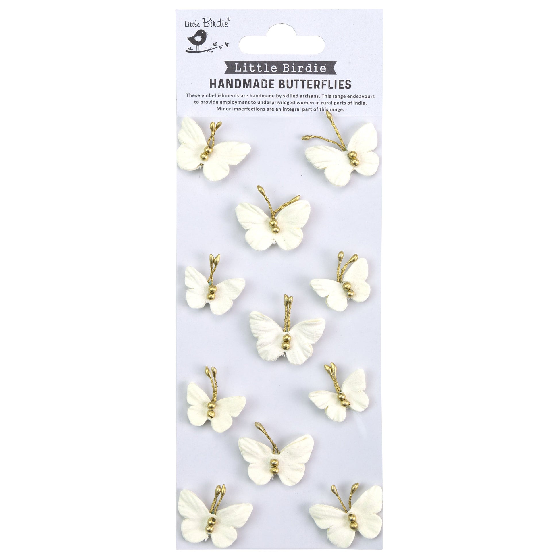Little Birdie Butterfly Embellishments Amor Mio Pearl Butterflies Adhesive Embellishments