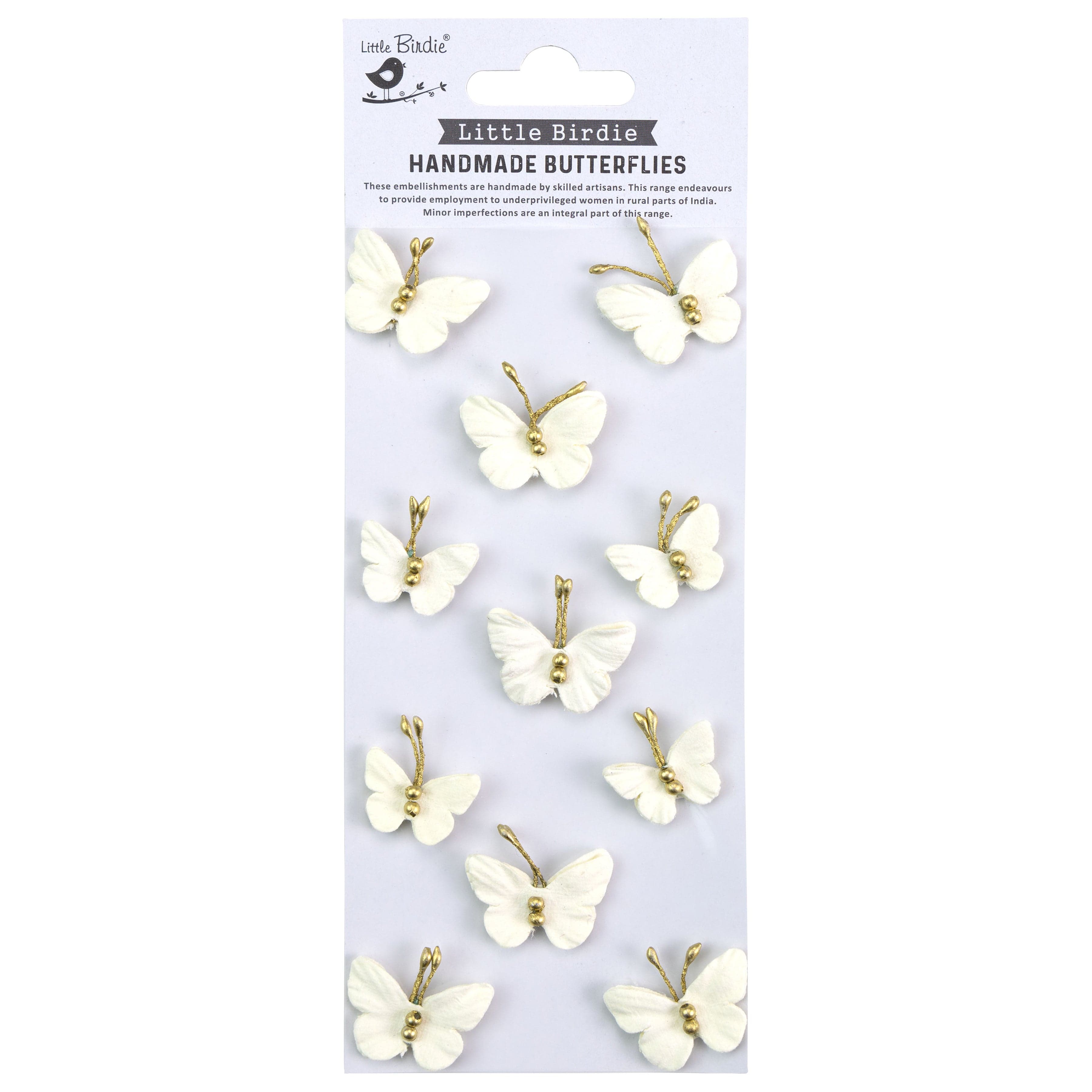 Little Birdie Butterfly Embellishments Amor Mio Pearl Butterflies Adhesive Embellishments