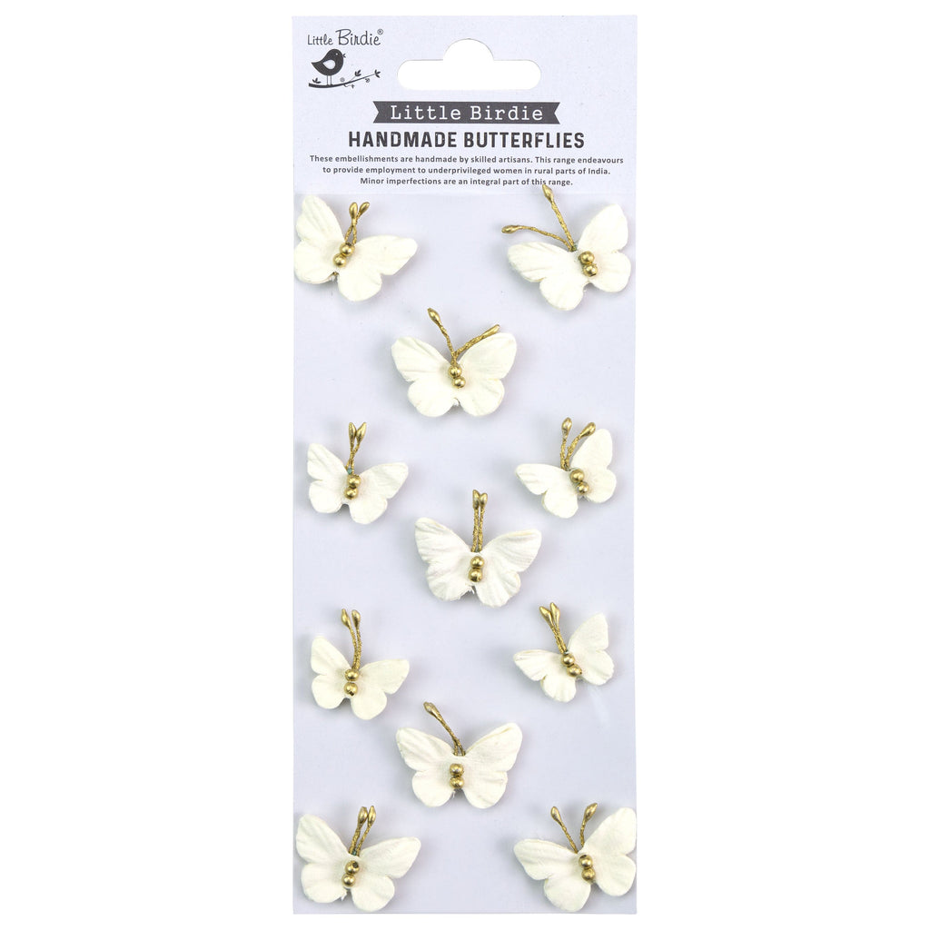 Little Birdie Butterfly Embellishments Amor Mio Pearl Butterflies Adhesive Embellishments