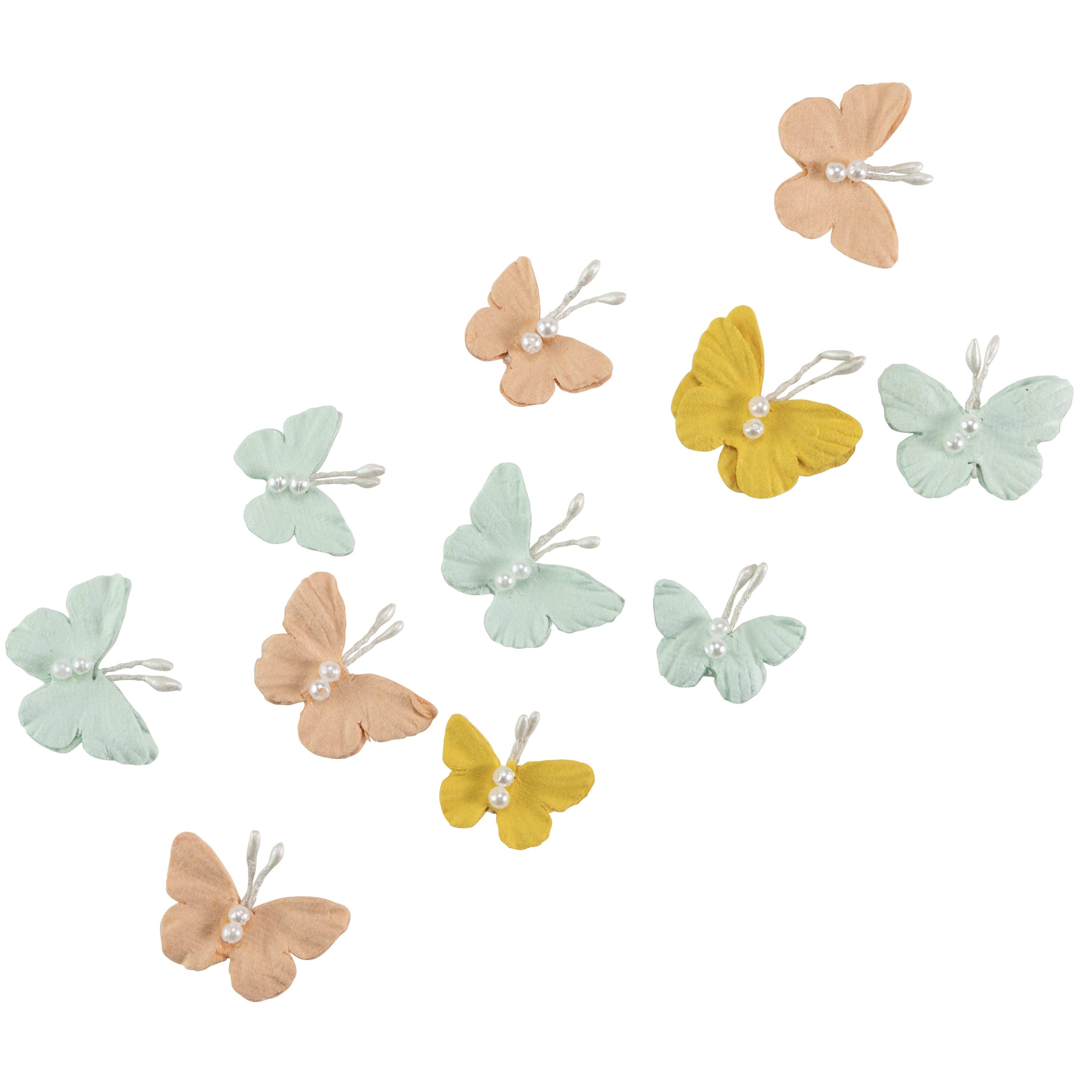 Little Birdie Butterfly Embellishments Pearl Butterflies Adhesive Embellishments