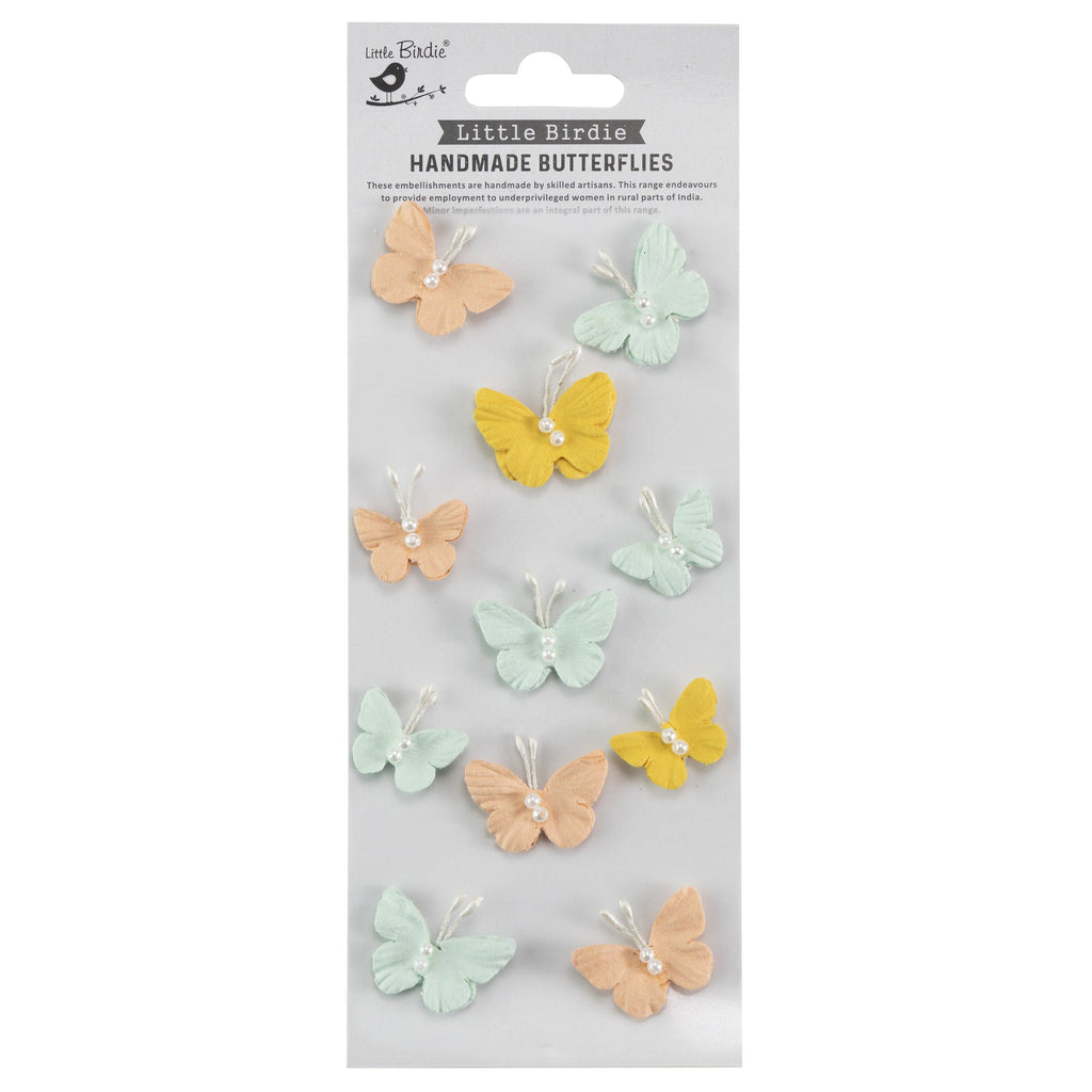 Little Birdie Butterfly Embellishments Sunshine and Lemonade Pearl Butterflies Adhesive Embellishments