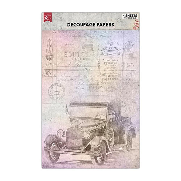 Little Birdie Decoupage Paper A4 4/Pkg Antique Essense