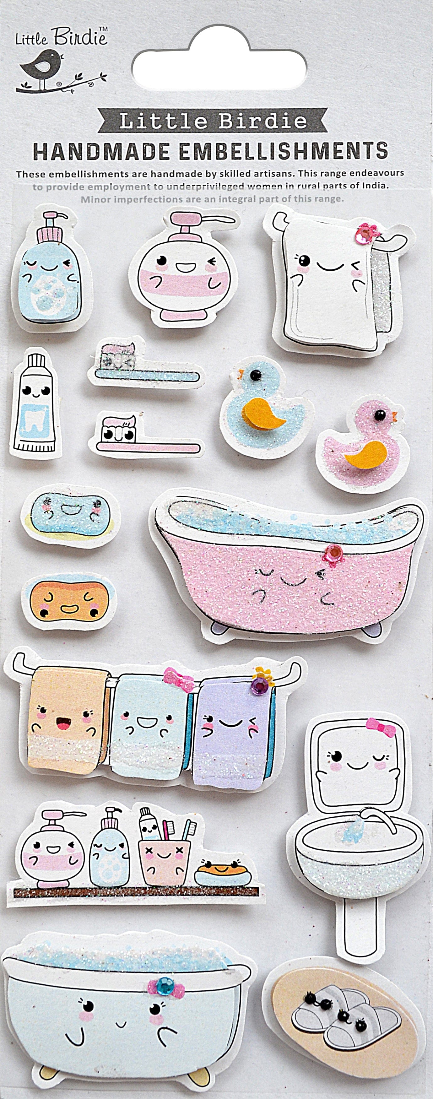 Little Birdie Handmade 3D Embellishments 16/Pkg Bath Time