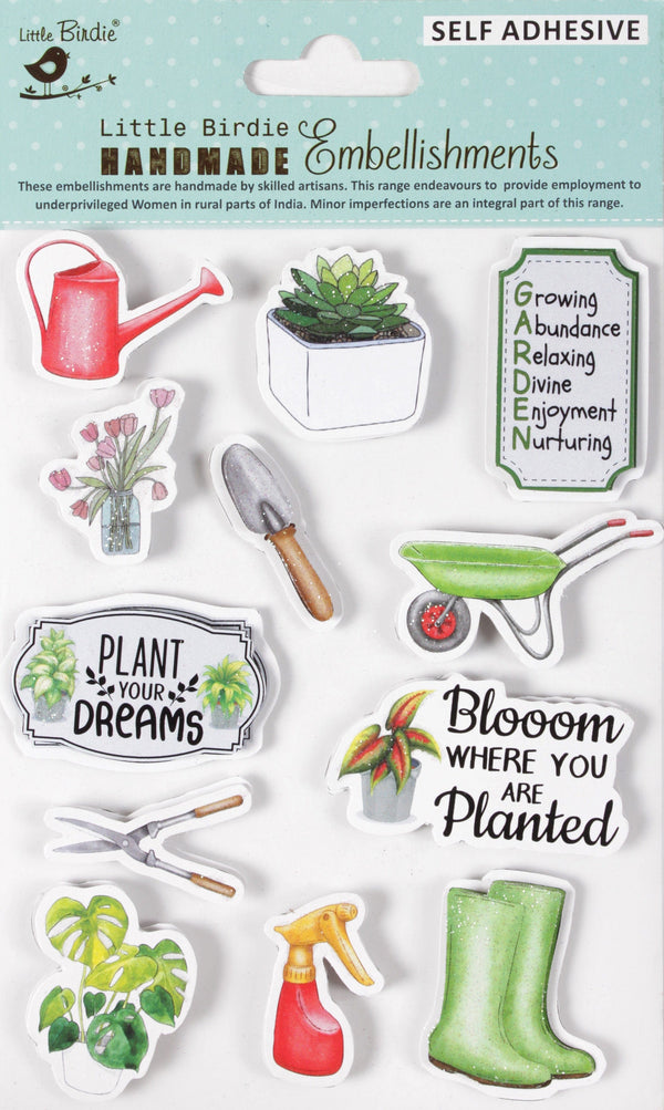 Little Birdie Handmade Embellishments 11/Pkg Planting Dreams