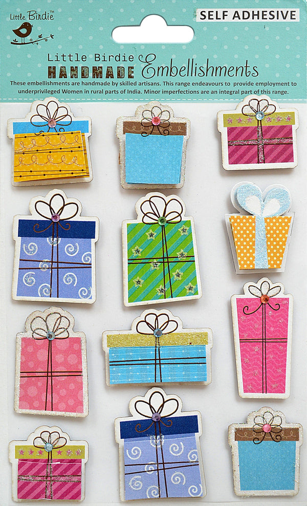 Little Birdie Little Birdie 3D Embellishment 12/Pkg-Gifts Galore