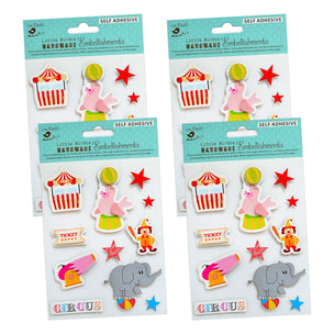 Little Birdie Little Birdie 3D Embellishments â€“ At The Circus (Pack of 4, 44 Pieces Total) | Self-Adhesive Stickers for Scrapbooking, Card Making, DIY Crafts & Decor Projects