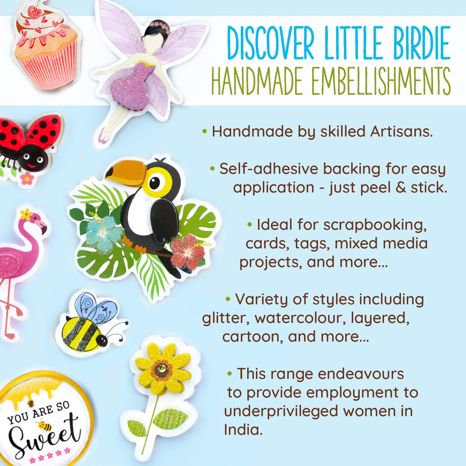 Little Birdie Little Birdie 3D Embellishments â€“ At The Circus (Pack of 4, 44 Pieces Total) | Self-Adhesive Stickers for Scrapbooking, Card Making, DIY Crafts & Decor Projects