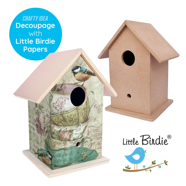 Little Birdie Little Birdie MDF Base Bird House 5.5" x 7" - Pack of 3 | DIY Unfinished Wood Craft | Paintable Birdhouse for Kids & Adults | Ideal for Home Décor, School Projects & Arts and Crafts