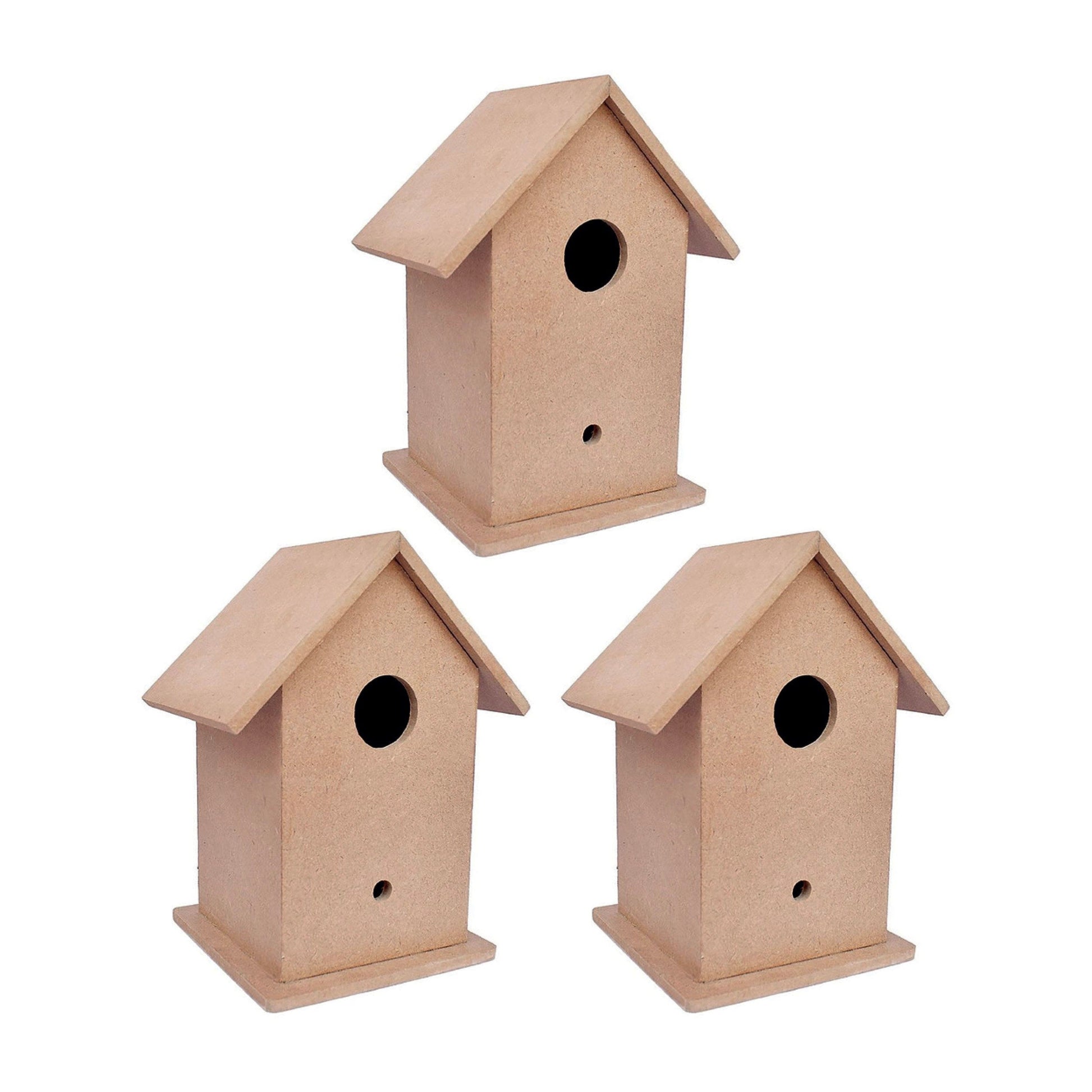 Little Birdie Little Birdie MDF Base Bird House 5.5" x 7" - Pack of 3 | DIY Unfinished Wood Craft | Paintable Birdhouse for Kids & Adults | Ideal for Home Décor, School Projects & Arts and Crafts